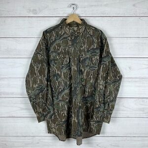 Vintage Mossy Oak Camo Button Long Sleeve Shirt XL